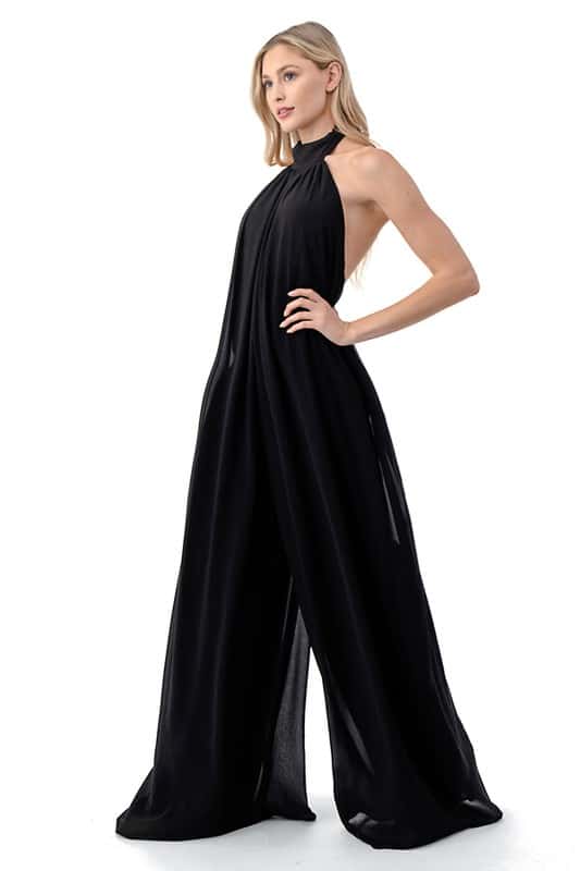 Zina Halter Neck Wide-Legged Open Back Jumpsuit