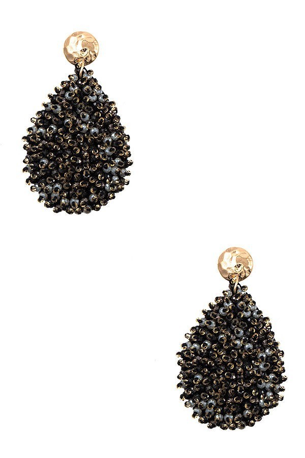 Black Juliet Cluster Beaded Teardrop Earrings