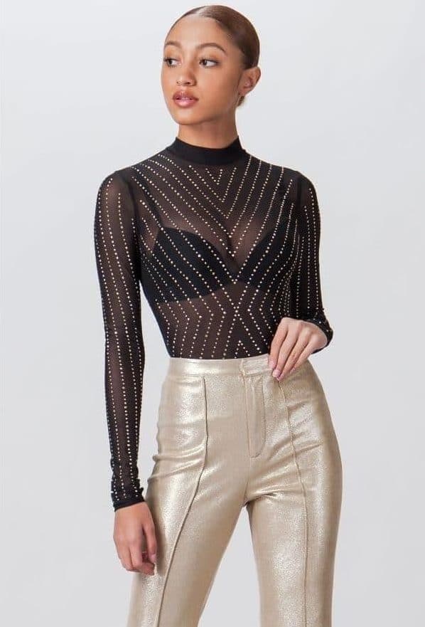 Black kendall-mesh-bodysuit For Fall Winter Spring Summer