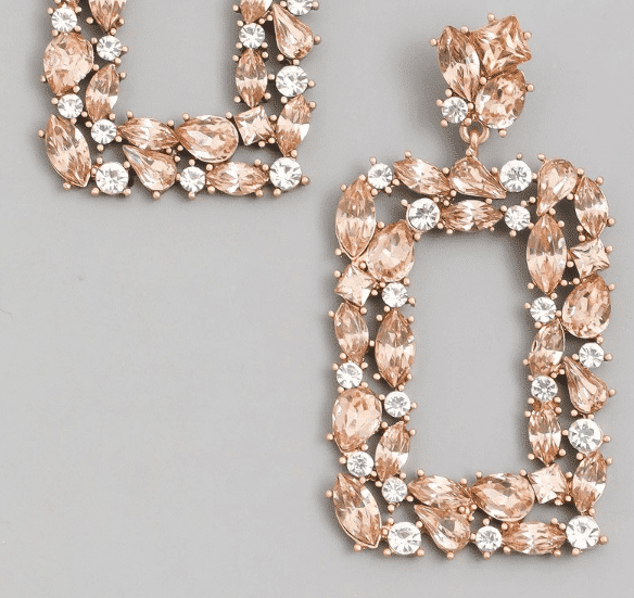 Peach Rhinestone Statement Drop Earrings For Fall Winter Spring Summer