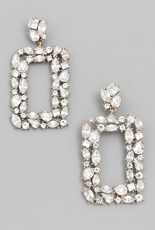 Clear Rhinestone Statement Drop Earrings