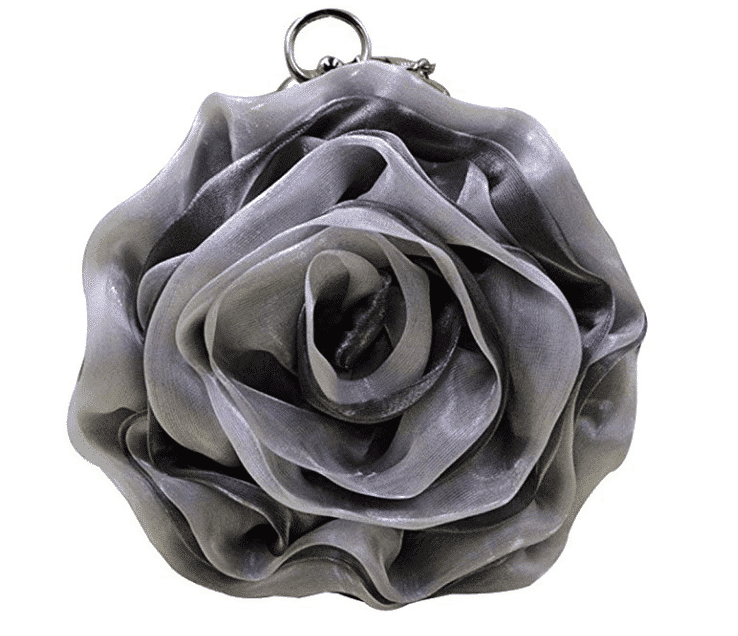 Simi Black Rose Satin Wristlet Clutch For Fall Winter Spring Summer