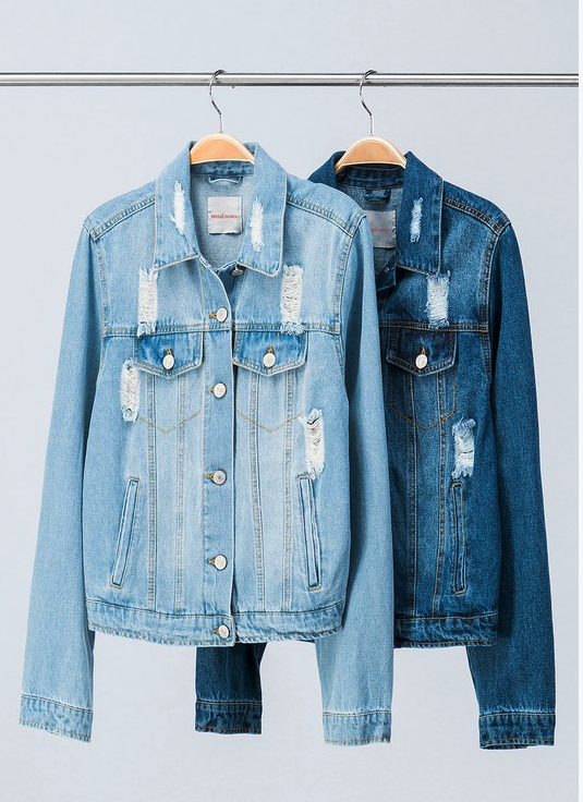 Meghan Distressed Denim Collared Jacket