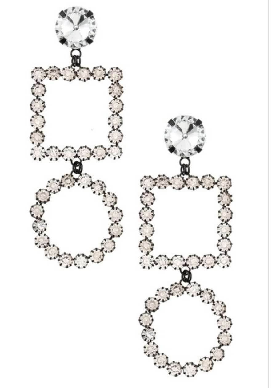 Clear Rhinestone Tiered Statement Earrrings