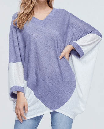 Heidi 2 -Tone Loose Fitted Cape Top - PLUS SIZE